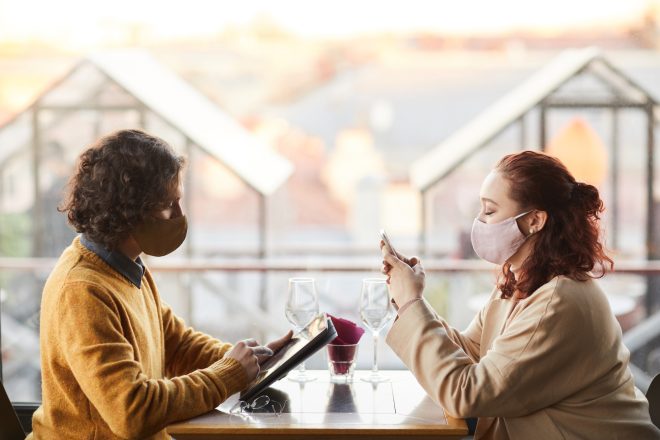 Business meeting in cafe