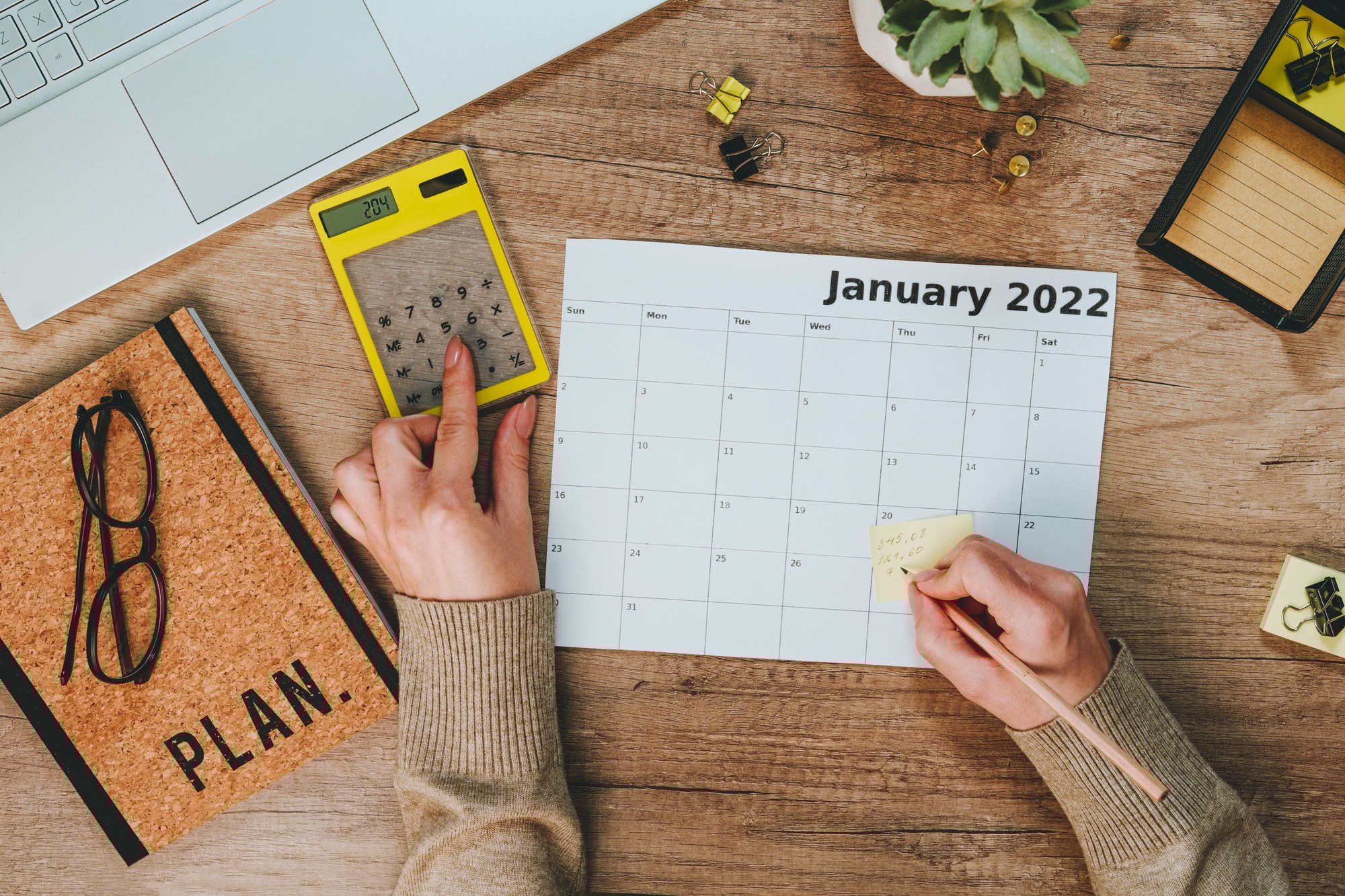 Woman planning budget for the next month